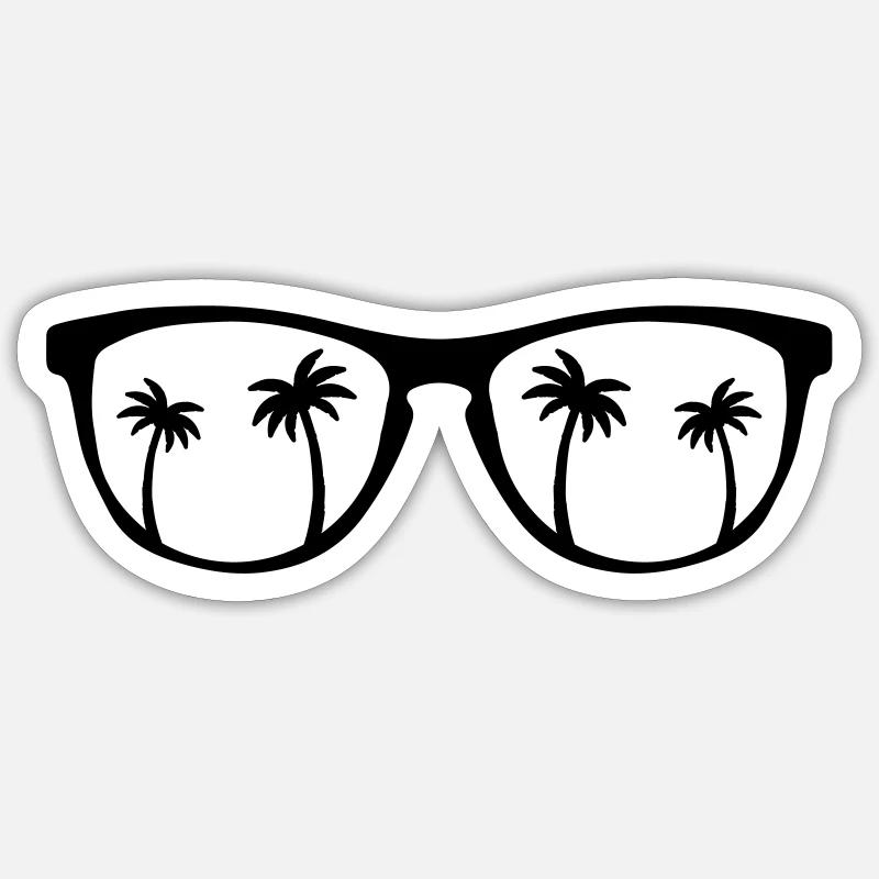 Lunettes de soleil Palmes - Sticker taille S (10 x 10 cm) - blanc mat