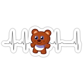 Teddybär Herzschlag - Sticker Größe S (10 x 10 cm) - Mattweiß - Vorne