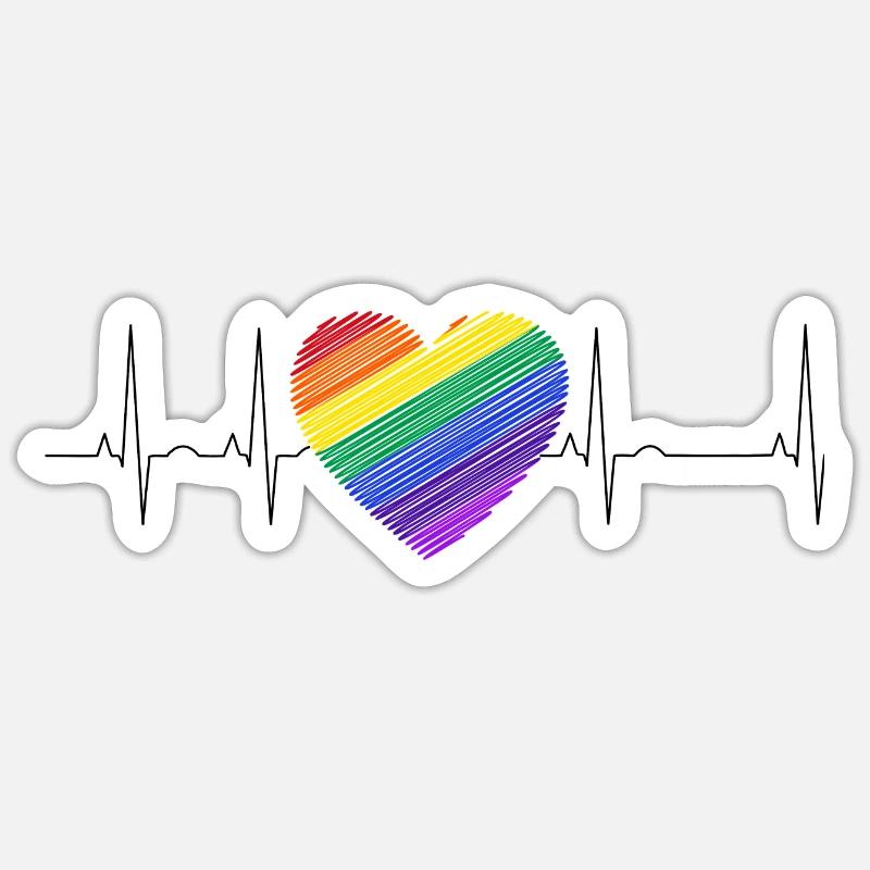 Heart palpitations Heart Rainbow Diversity Sticker size S (10 x 10 cm)
