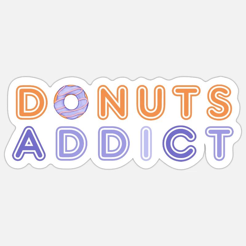 Donuts süchtig lila Sticker Größe S (10 x 10 cm)