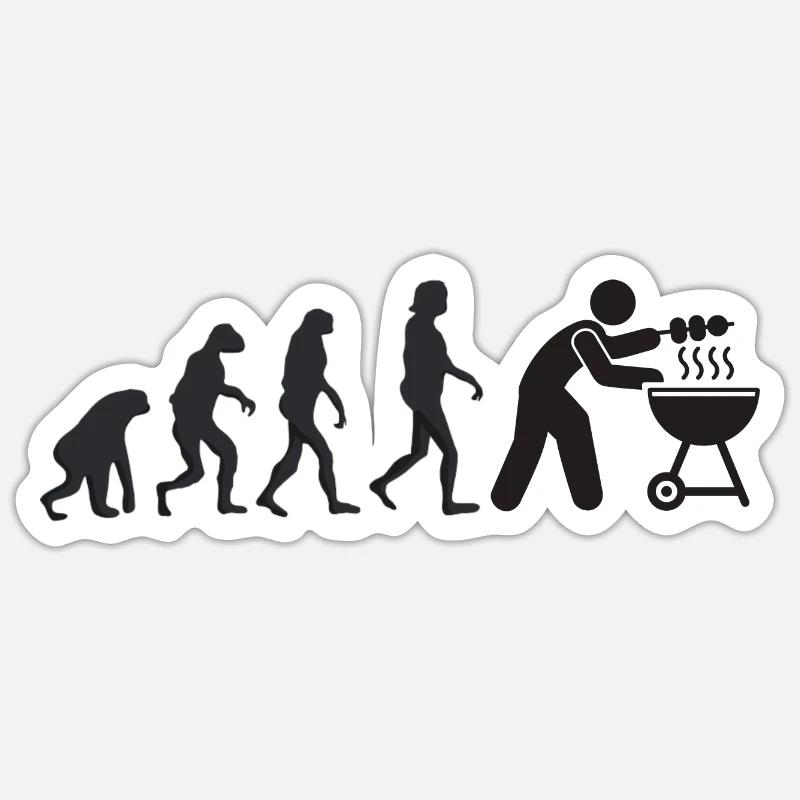 Barbecue - Human evolution Sticker size S (10 x 10 cm)
