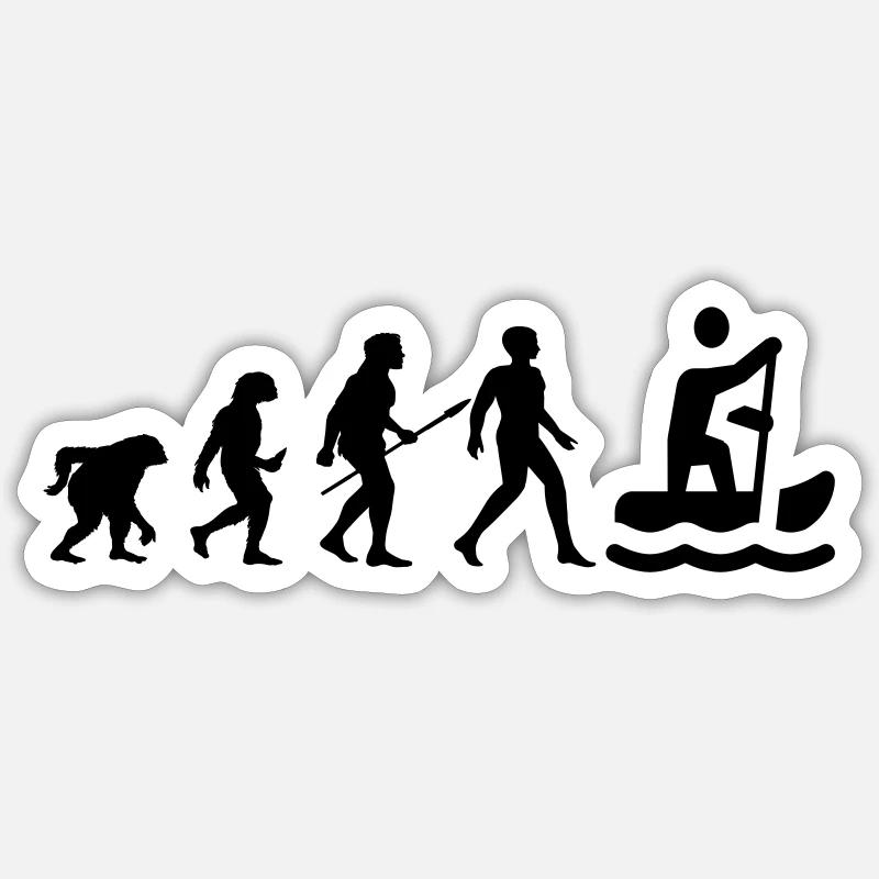 Design cool « Evolution Rowing Shirt » - Sticker taille S (10 x 10 cm) - blanc mat