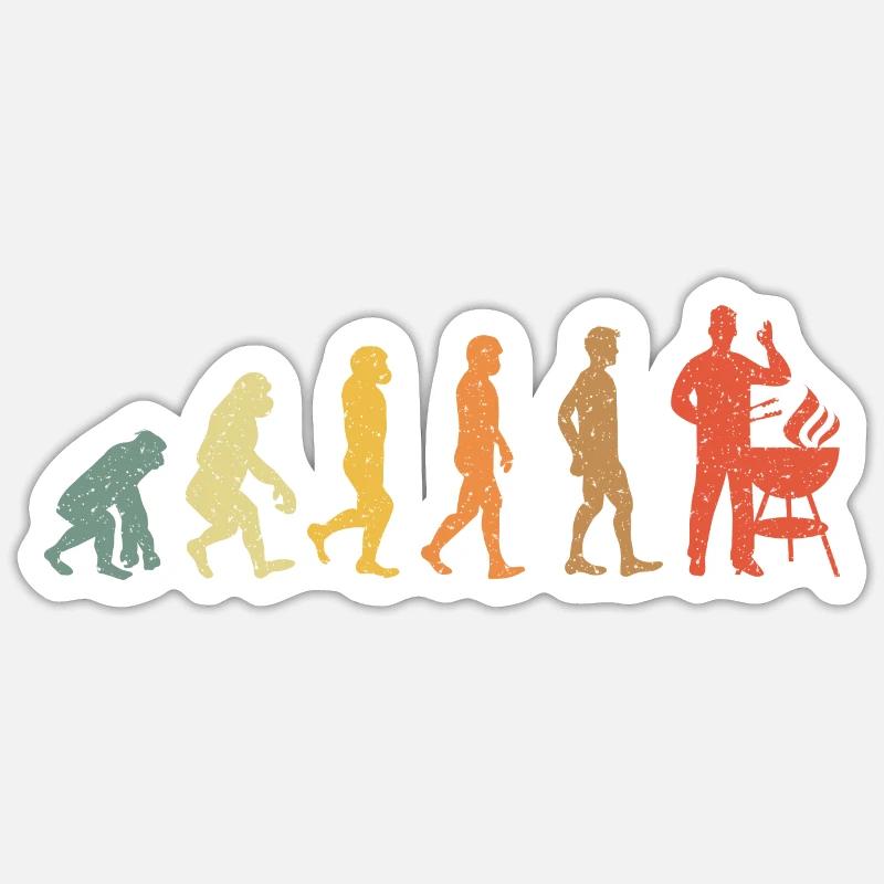 Grillen Evolution Vintage Retro Sticker Größe S (10 x 10 cm)