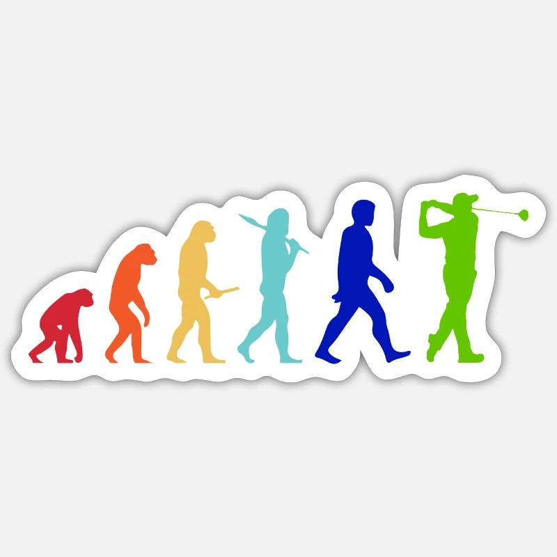 Evolution Golf bunt - Golfspielen Golfen - Sticker Größe S (10 x 10 cm) - Mattweiß