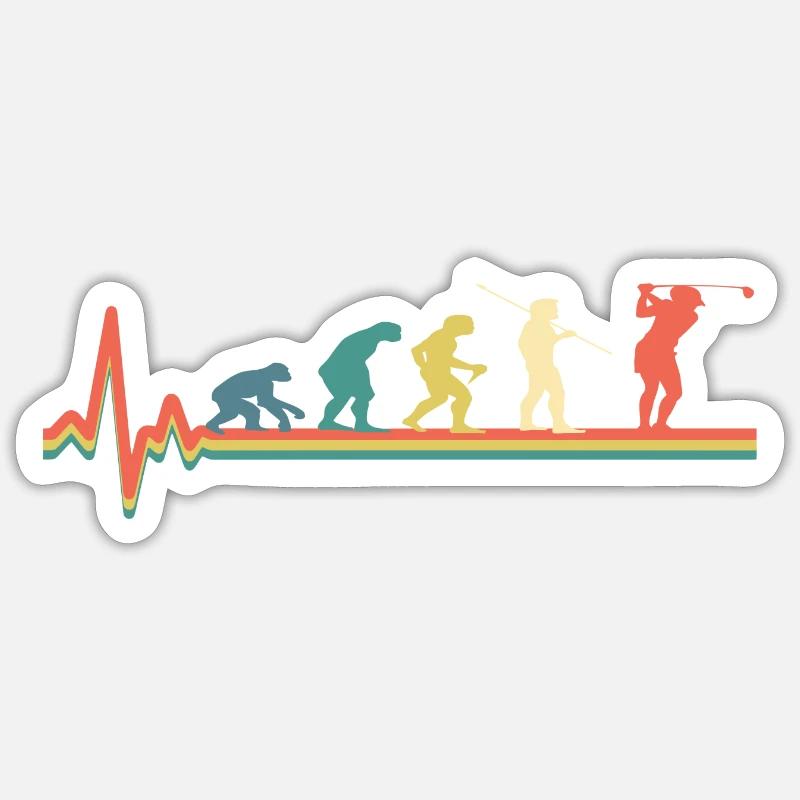 Golf Golfer Evolution Rétro Sticker taille S (10 x 10 cm)