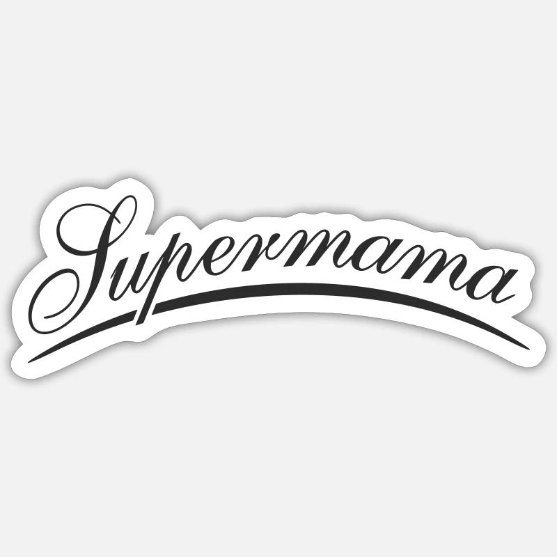 Lettrage Supermama en écriture cursive Sticker taille S (10 x 10 cm)