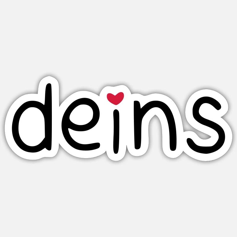 deins – mit farbigem Herz - Sticker Größe S (10 x 10 cm) - Mattweiß