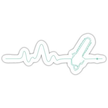 Tronçonneuse Heartbeat Woodworker Hommes Femmes - Sticker taille S (10 x 10 cm) - blanc mat - Devant
