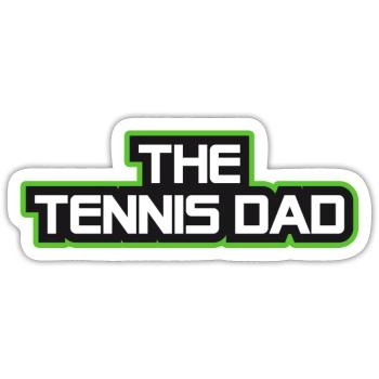 Le papa du tennis - Papa Lustig - Sticker taille S (10 x 10 cm) - blanc mat - Devant