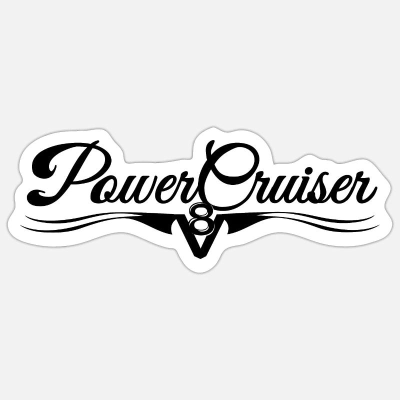 PowerCruiser V8 - Sticker taille S (10 x 10 cm) - blanc mat