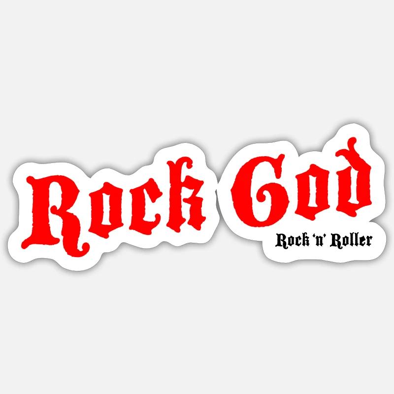 Dieu du rock - Sticker taille S (10 x 10 cm) - blanc mat