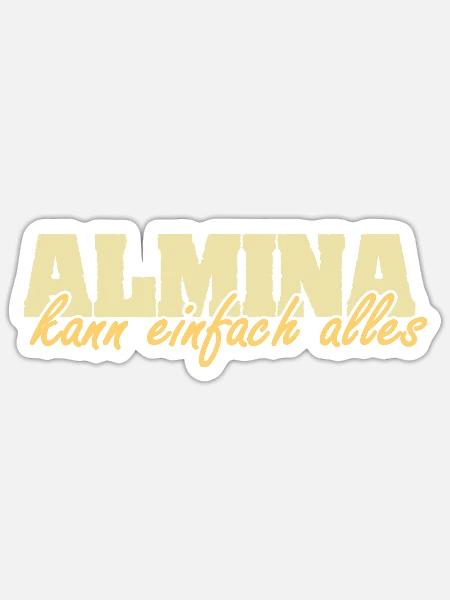 Motto Almina - Sticker Größe S (10 x 10 cm) - Mattweiß