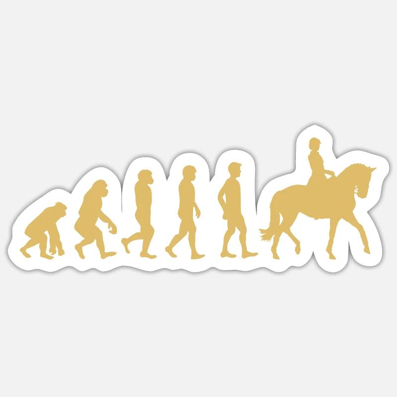 Évolution de l’équitation - Sticker taille S (10 x 10 cm) - blanc mat