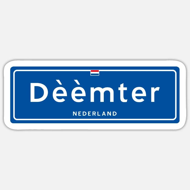 Dèèmter (Deventer) place name sign - Sticker size S (10 x 10 cm) - white matte