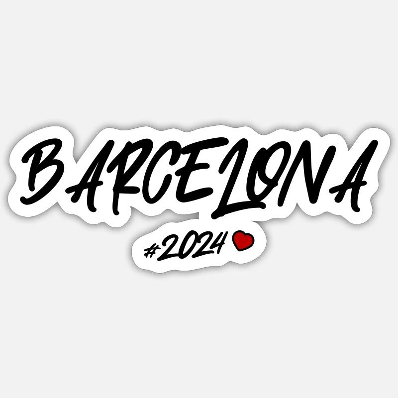 Cœur de Barcelone 2024 - Sticker taille S (10 x 10 cm) - blanc mat