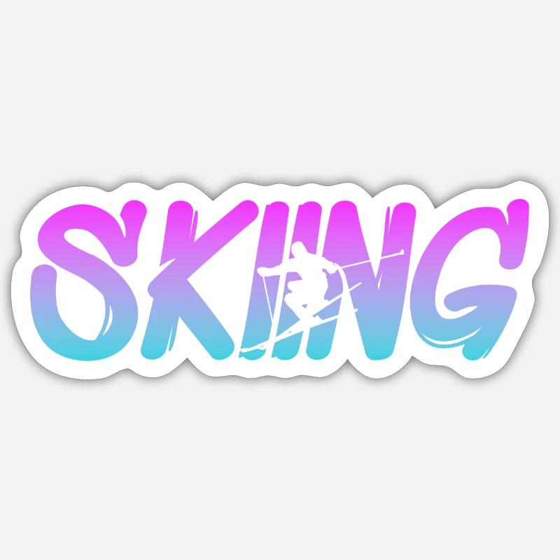 skiing - Sticker Größe S (10 x 10 cm) - Mattweiß