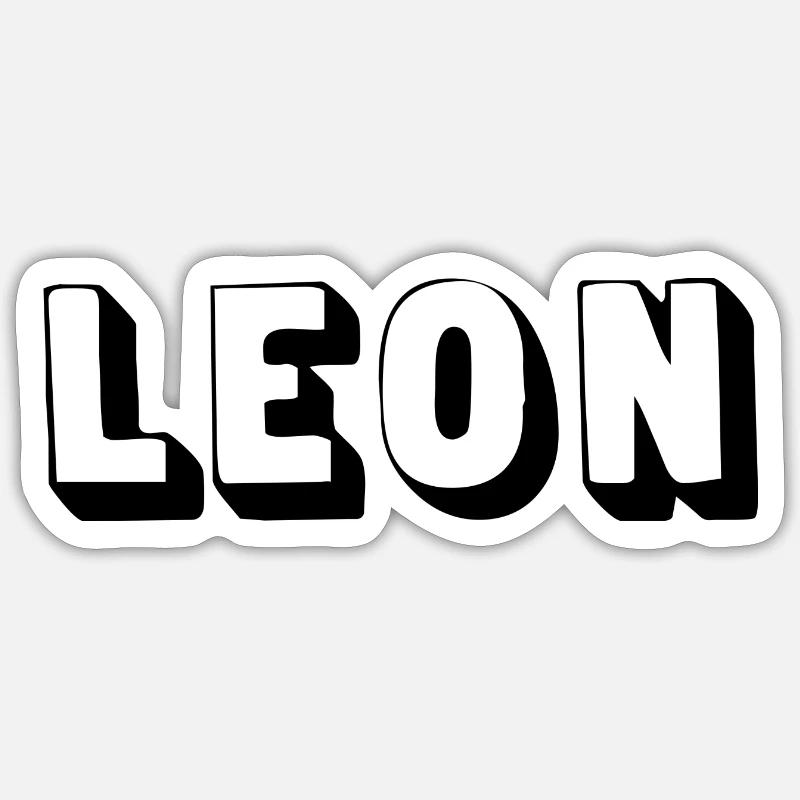 Name - Leon - Sticker Größe S (10 x 10 cm) - Mattweiß