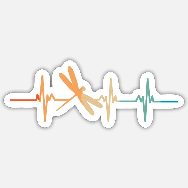 Herzschlag einer Libelle - Sticker Größe S (10 x 10 cm) - Mattweiß
