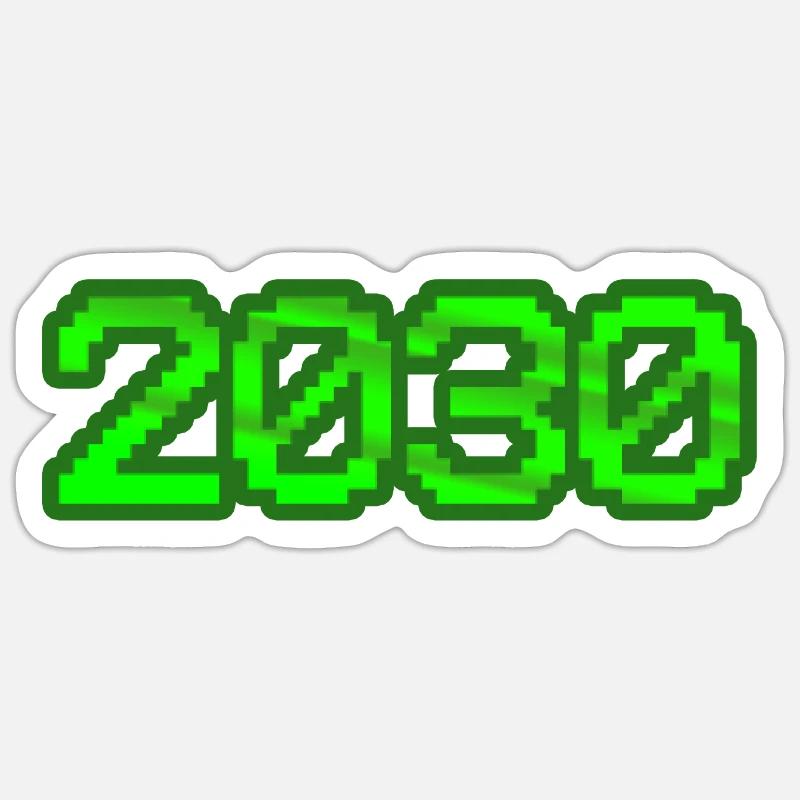 2030 2030 - Sticker taille S (10 x 10 cm) - blanc mat