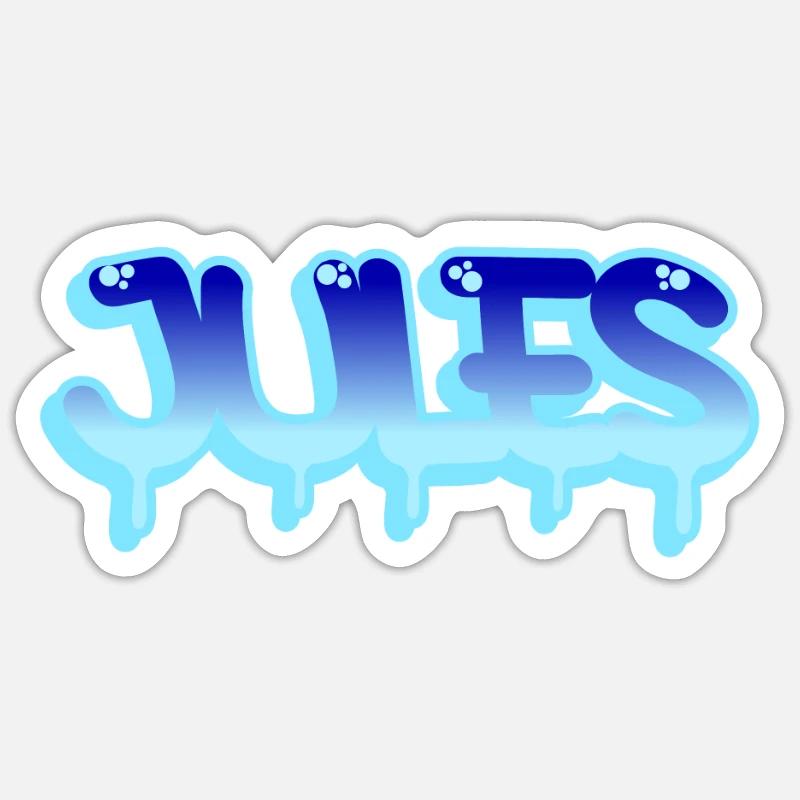 Graffiti Vorname Jules - Sticker Größe S (10 x 10 cm) - Mattweiß