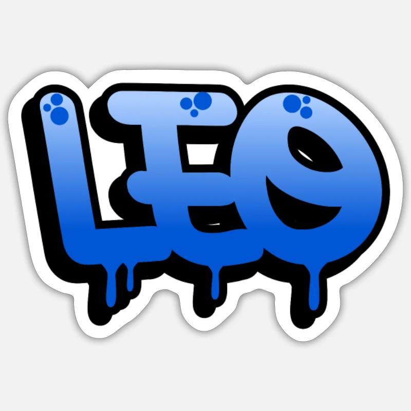 Graffiti name Leo - Sticker size S (10 x 10 cm) - white matte
