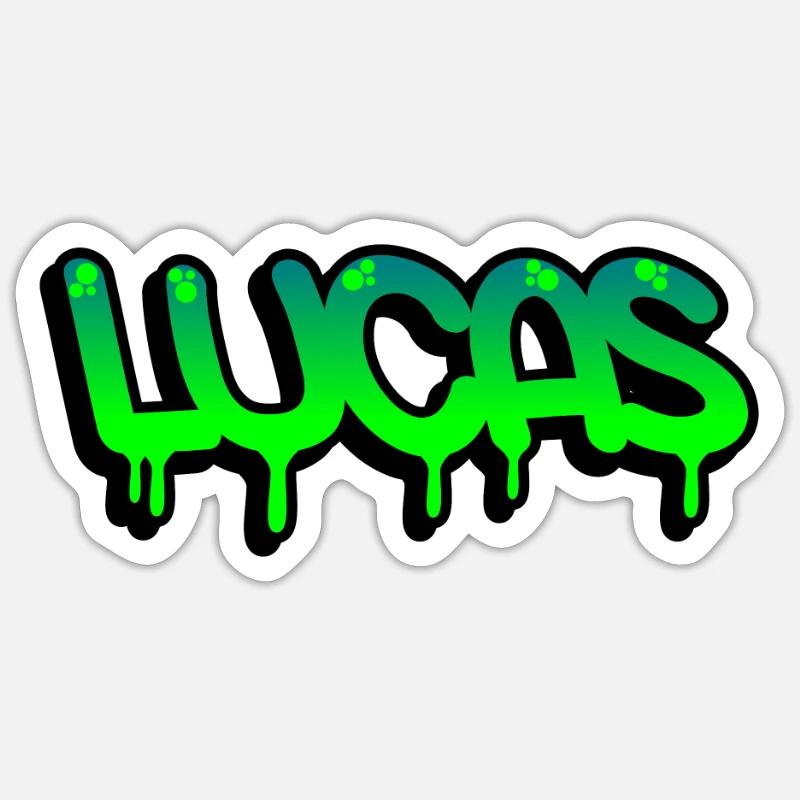 Graffiti name Lucas - Sticker size S (10 x 10 cm) - white matte