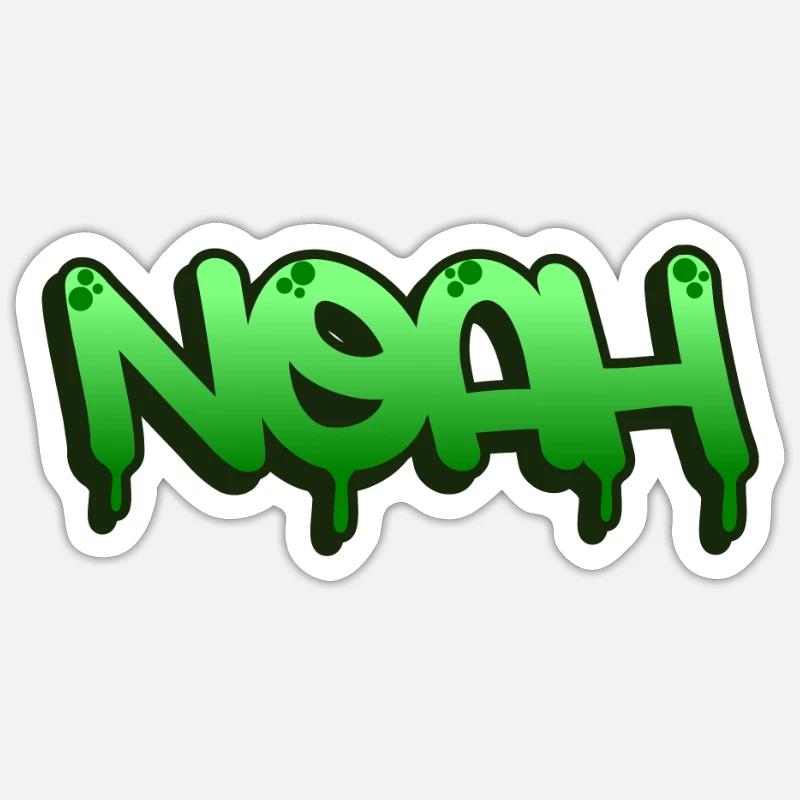 Graffiti Name Noah - Sticker Größe S (10 x 10 cm) - Mattweiß