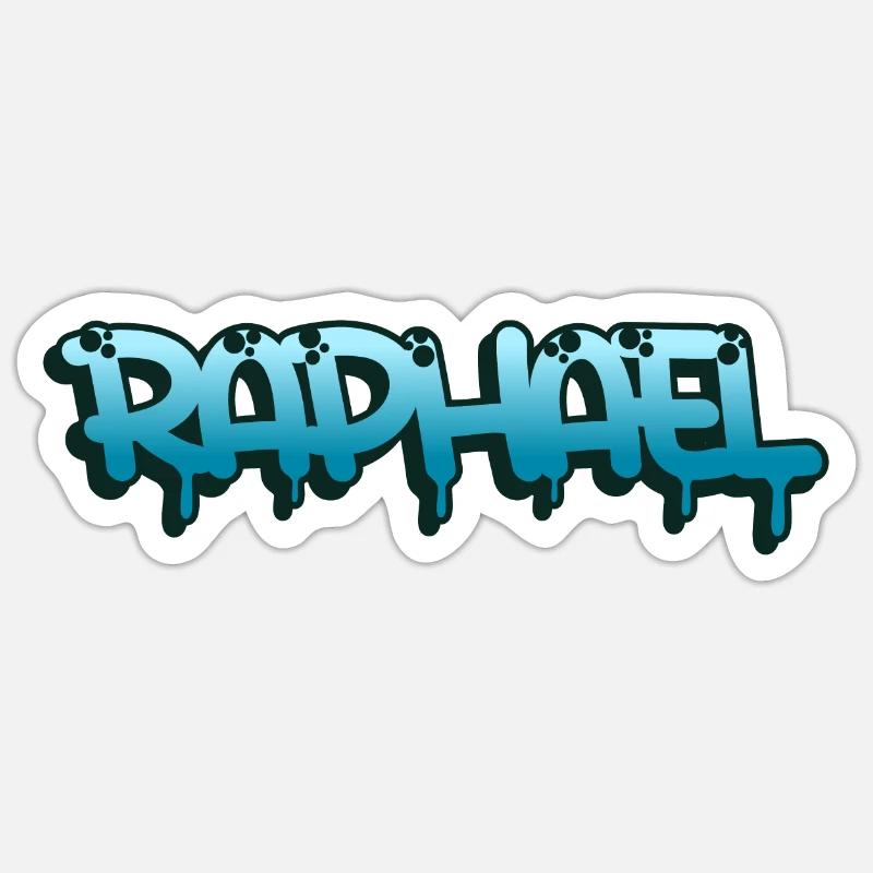 Graffiti-Name Raphael - Sticker Größe S (10 x 10 cm) - Mattweiß