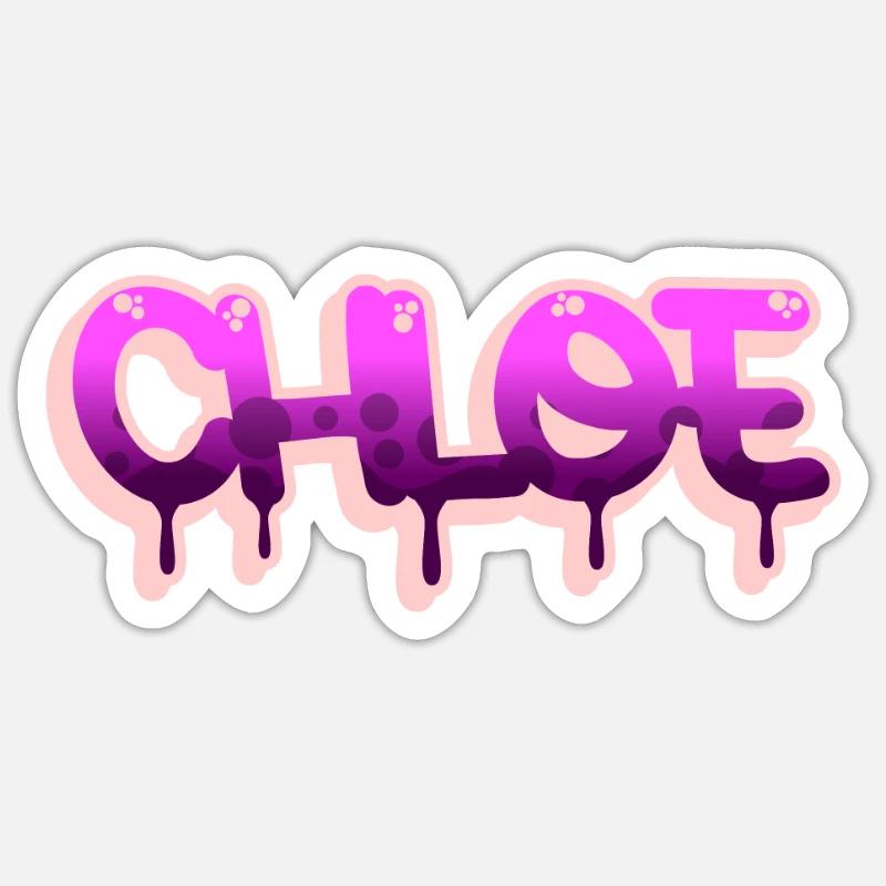 Graffiti-Name Chloe - Sticker Größe S (10 x 10 cm) - Mattweiß