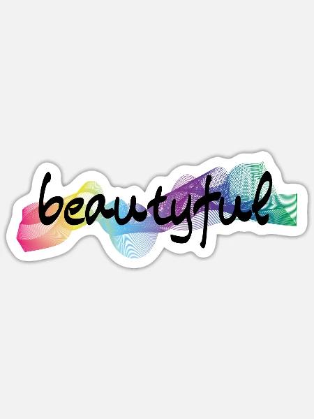 beautyful wunderschön - Sticker Größe S (10 x 10 cm) - Mattweiß
