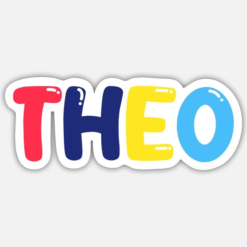 Nom - Théo - Sticker taille S (10 x 10 cm) - blanc mat