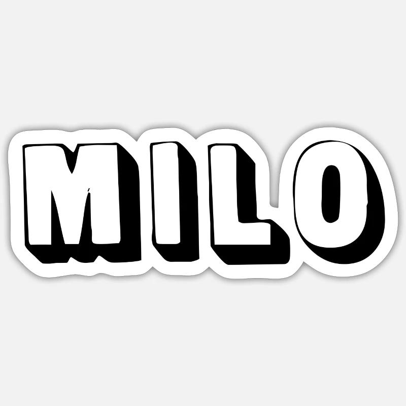 Nom - Milo - Sticker taille S (10 x 10 cm) - blanc mat
