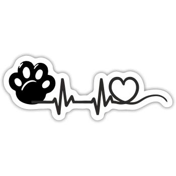 Patte de chat Heartbeat - Sticker taille S (10 x 10 cm) - blanc mat - Devant