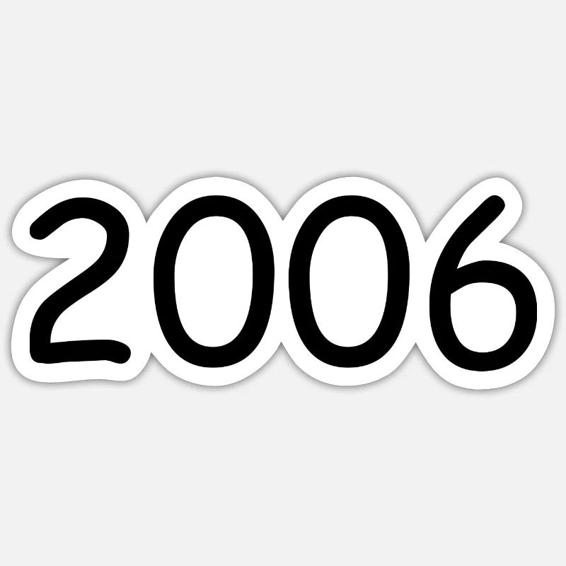 2006 18e anniversaire année noir - Sticker taille S (10 x 10 cm) - blanc mat