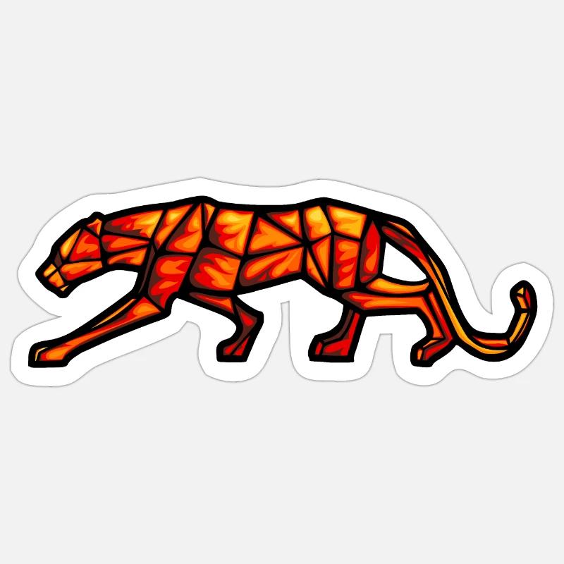 Geometrisches Design des Pantherfeuers - Sticker Größe S (10 x 10 cm) - Mattweiß