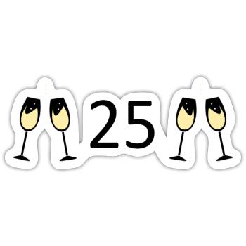25.Geburtstag 25 Jahre Jubiläum 25 Jahre Zahl 25 - Sticker Größe S (10 x 10 cm) - Mattweiß - Vorne
