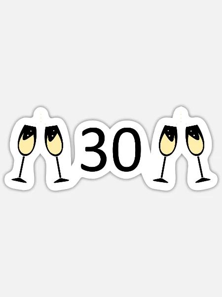 30th Birthday 30th Anniversary - Sticker size S (10 x 10 cm) - white matte