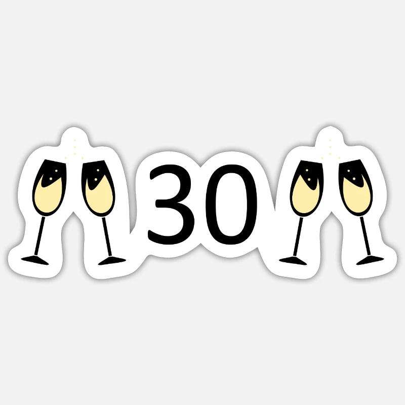 30th Birthday 30th Anniversary - Sticker size S (10 x 10 cm) - white matte