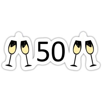 50th Birthday 50 Years Anniversary 50 Number 50 Black - Sticker size S (10 x 10 cm) - white matte - Front