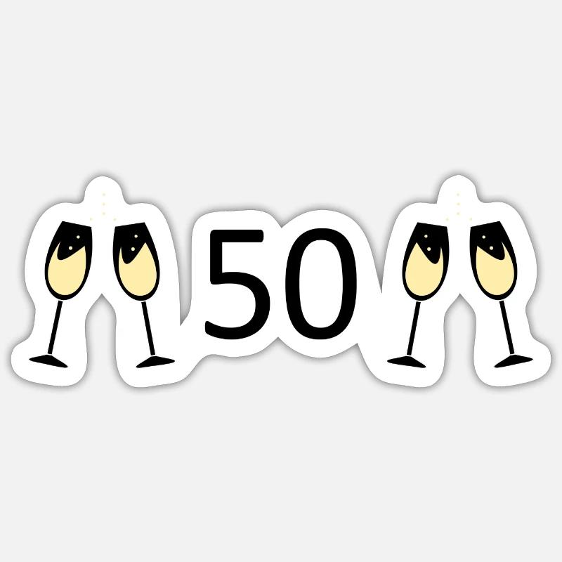 50e anniversaire 50 ans 50 Numéro 50 Noir Sticker taille S (10 x 10 cm)