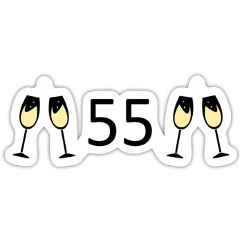 55th Birthday 55th Anniversary 55 Number 55 black - Sticker size S (10 x 10 cm) - white matte - Front