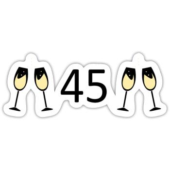 45.Geburtstag 45 Jahre Jubiläum 45 Zahl 45 schwarz - Sticker Größe S (10 x 10 cm) - Mattweiß - Vorne