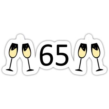 65th Birthday 65 Years Anniversary 65 Number 65 Black - Sticker size S (10 x 10 cm) - white matte - Front