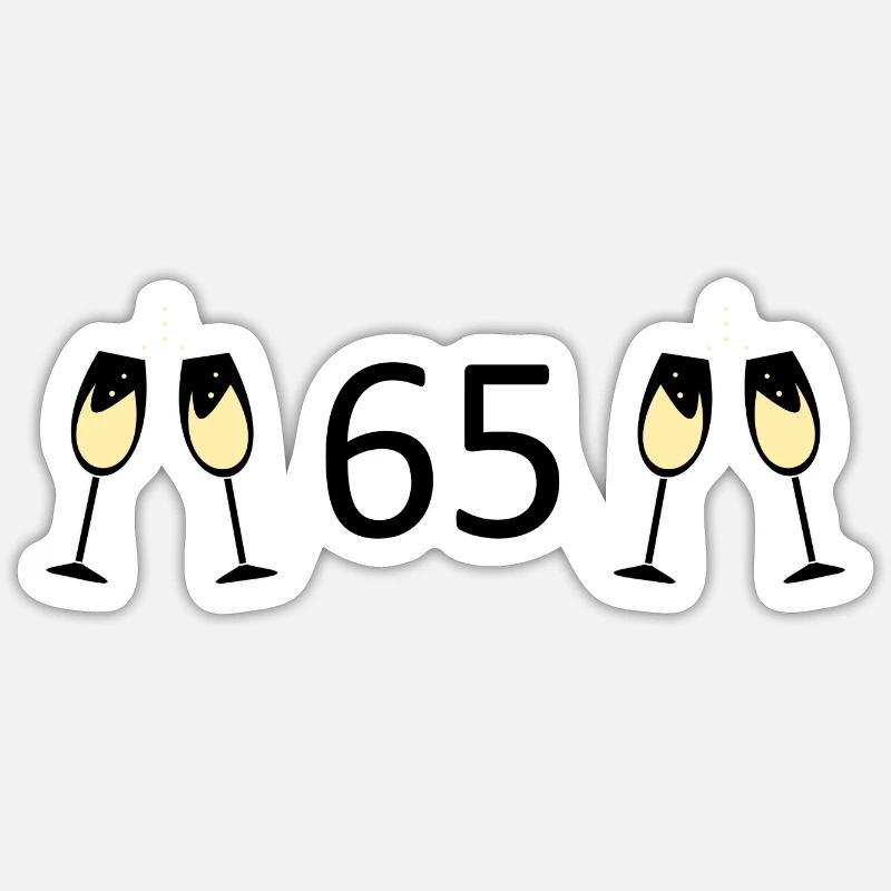 65th Birthday 65 Years Anniversary 65 Number 65 Black Sticker size S (10 x 10 cm)