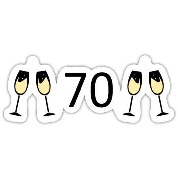 70th Birthday 70 Years Anniversary 70 Number 70 Black - Sticker size S (10 x 10 cm) - white matte - Front