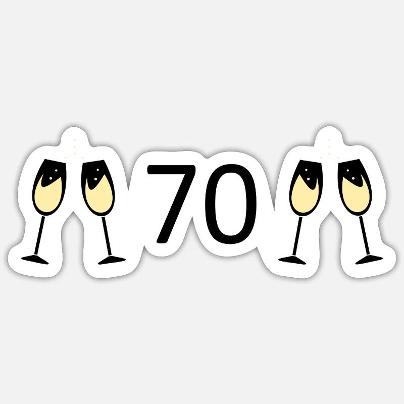 70e anniversaire 70 ans 70 Numéro 70 Noir Sticker taille S (10 x 10 cm)