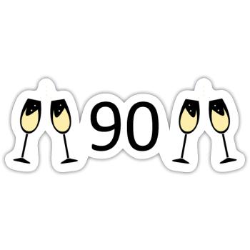90th Birthday 90th Anniversary 90 Number 90 Black - Sticker size S (10 x 10 cm) - white matte - Front
