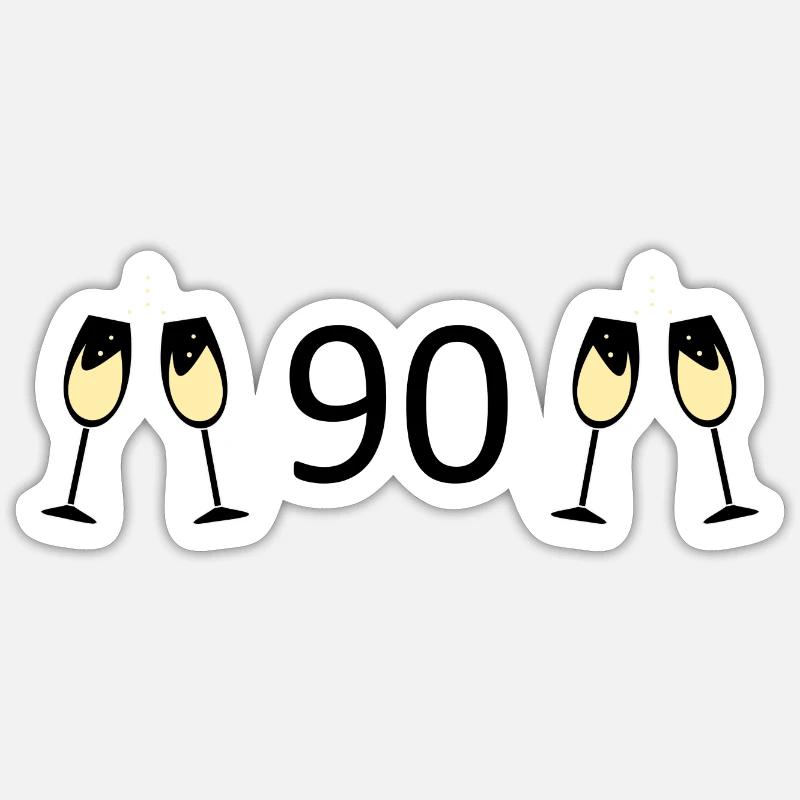 90th Birthday 90th Anniversary 90 Number 90 Black Sticker size S (10 x 10 cm)