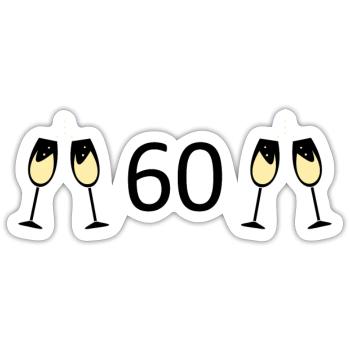 60.Geburtstag 60 Jahre Jubiläum 60 Zahl 60 schwarz - Sticker Größe S (10 x 10 cm) - Mattweiß - Vorne