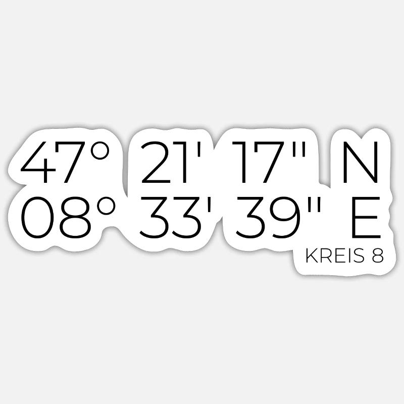 Coordinates District 8 Zurich Sticker size S (10 x 10 cm)